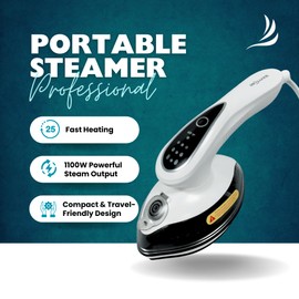 JP LUXE 1100W Clothes Steamer, 110ml Water Tank, Dual Mode 90° Rotatable Head Iron Steamer, 25s Fast Heat-up, Compact Travel Steamer for All Fabrics, Fast Wrinkle Removal (White)