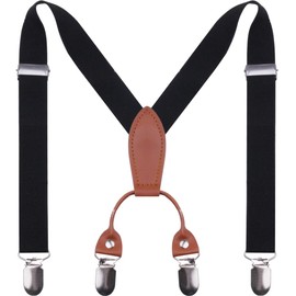 GUCHOL Child Kids Suspenders for Boys and Girls Adjustable Unisex Elastic With Strong Metal Clips(Black, 26 INCH(1-5Year)