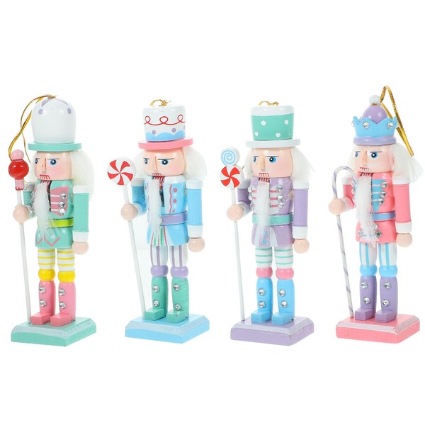 HOMSFOU Christmas Nutcracker Soldier Wooden Christmas Nutcracker Decorations 4pcs King