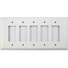 Over Sized Jumbo Smooth White 5 Gang GFCI/Rocker Opening Wall Plate