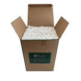 Kingseal Disposable Paper Drinking Straws, Paper Wrapped, WHITE, 7.75 Inch Length x 6mm Diameter,"Jumbo" Size, Biodegradable, Earth Friendly, Bulk Pack - 400 Straws per Box