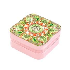 Danolapsi 1pc/4pcs Diamond Pictures Jewelry Organizer, Portable DIY Mandala Storage Box, Ring Necklace Bracelet Organizer Case, PU Leather Diamond Art Box Style 3 One Size