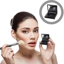 Estuche Negro para Maquillaje Espejo, 4 Piezas, Plástico Ligero y Fácil de Llevar, Adecuado para Viaje y Uso Diario, Contenedor Vacío para Sombras y Rubor