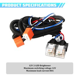Car H4 LED Headlight Wiring Harness, 12V Heavy Duty Vehicle Head Light Relay Harness Kit, Auto Dual Ground Problem Headlight Connector Socket Kit, Compatible with 9003 H6024 5x7
