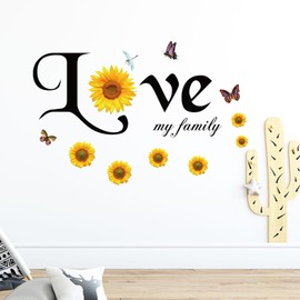 astylishome Flower Wall Stickers Sunflower Decals Yellow Flowers Garden Floral Art Peel and Stick Removable Stickers Bedroom Living Room TV Background Walls Decor 0710