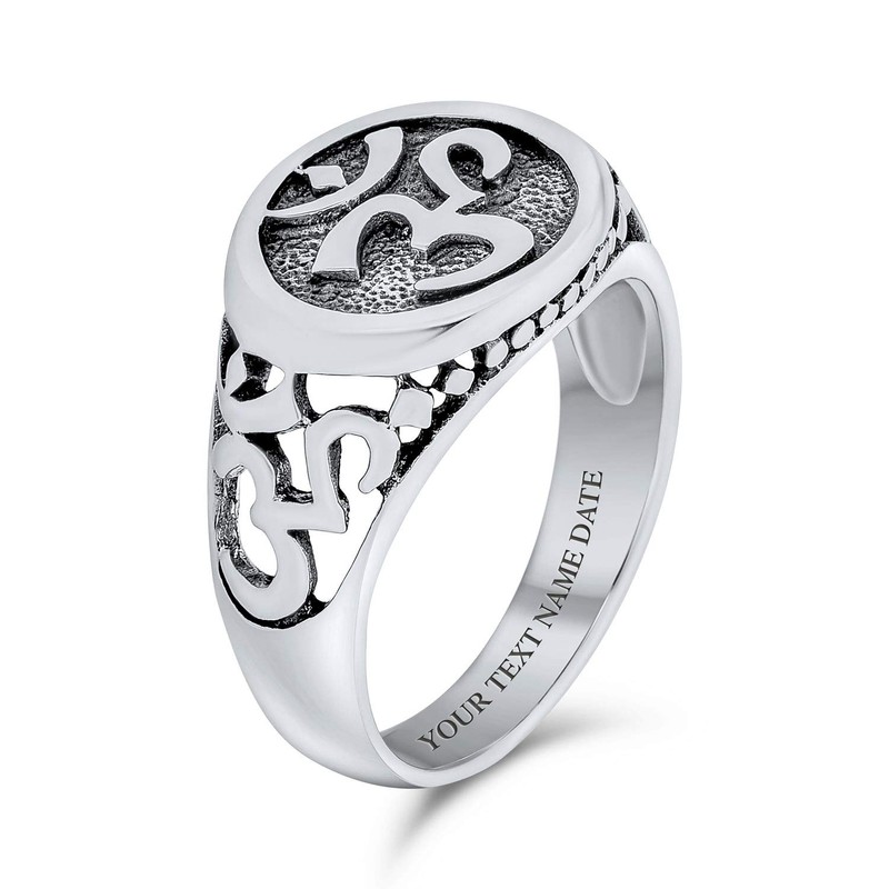 Open Knotwork Aum Om Sterling Silver Ring