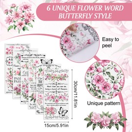 HICOHAND Rub on Transfers for Crafts, 6 Sheets Vintage Flower Furniture Transfers Rub On Home Decor for Wood DIY Paper Home Decor