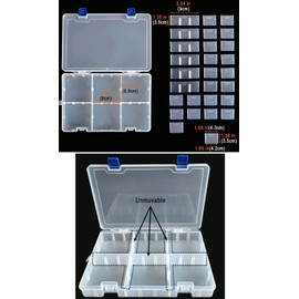 DUOFIRE Plastic Organizer Container Storage Box Adjustable Divider Removable Grid Compartment for Jewelry Beads Earring Container Tool Fishing Hook Small Accessories(34 Grids, White X 2 Pack)