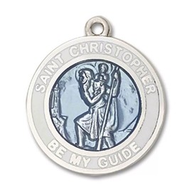 bliss St Saint Christopher Medal Pendant Necklace Sterling Silver Travelers With Chain