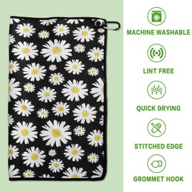 Golf Towel 2 Pack with Golf Club Brush 16" x 16" Soft Absorbent Microfiber Towels for Golf Bags for Men Women Convenient Golf Clubs Cleaning Kit (Black&Orange+Brush)