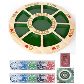 Giant Michigan Rummy Deluxe Board Game Set : Wooden Game Board + 2 Boxes of Playing Chips (200 Pieces) + 1 Deck of Poker + 1 Game Manual. The Perfect Blend of Rummy and Poker, Perfect for Family Game