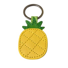 [AYOMI] Leather Yellow Pineapple Keychain Purse Bag Charm Car Cell Phone Decoration Pendant Ornament, Stocking Stuffer, Gift for Her, yellow
