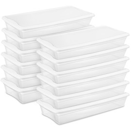 Sterilite 12-Pack 41 Quart Storage Box, Stackable Clear Plastic Bins with Snap-On Lids - Heavy-Duty Organizing Containers for Closet, Bathroom, and Office