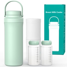 Xaproo 22oz Portable Breast Milk Cooler for Outdoor, 360° Cooling Technology for 24 Hours, Larger Capacity Travel Breastmilk Chiller with 2pcs Baby Bottles, Milk Storage Container for Baby, BPA-Free