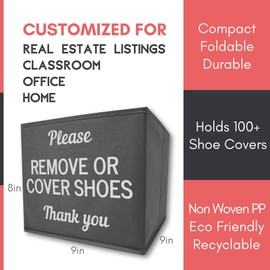 RE GOODS Shoe Covers Box | Disposable Shoe Bootie Holder For Realtor Listings and Open Houses | Please Cover or Remove Shoes Bin | Shoe Bootie Box (5)