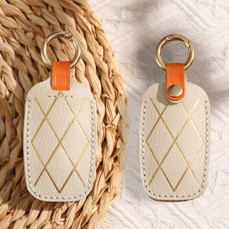 8-Button Leather Key Fob Cover, Compatible with Genesis GV80 GV60