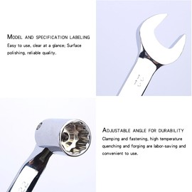 Leliafleury 8 mm Flexible Head Socket Wrench Combination Socket Spanner Chrome Vanadium Steel Metric Spanner Swivel Head and Fixed Open End Ratcheting Wrench Tool for Car Repair