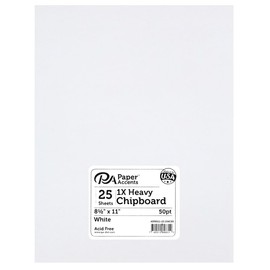 Accent Design Paper Accents Chipboard 8.5"x11" 1X Heavy 50pt White 1 Side 25pc – Durable Book Board for DIY Projects, Book Binding Board, White Chipboard Sheets for Crafts