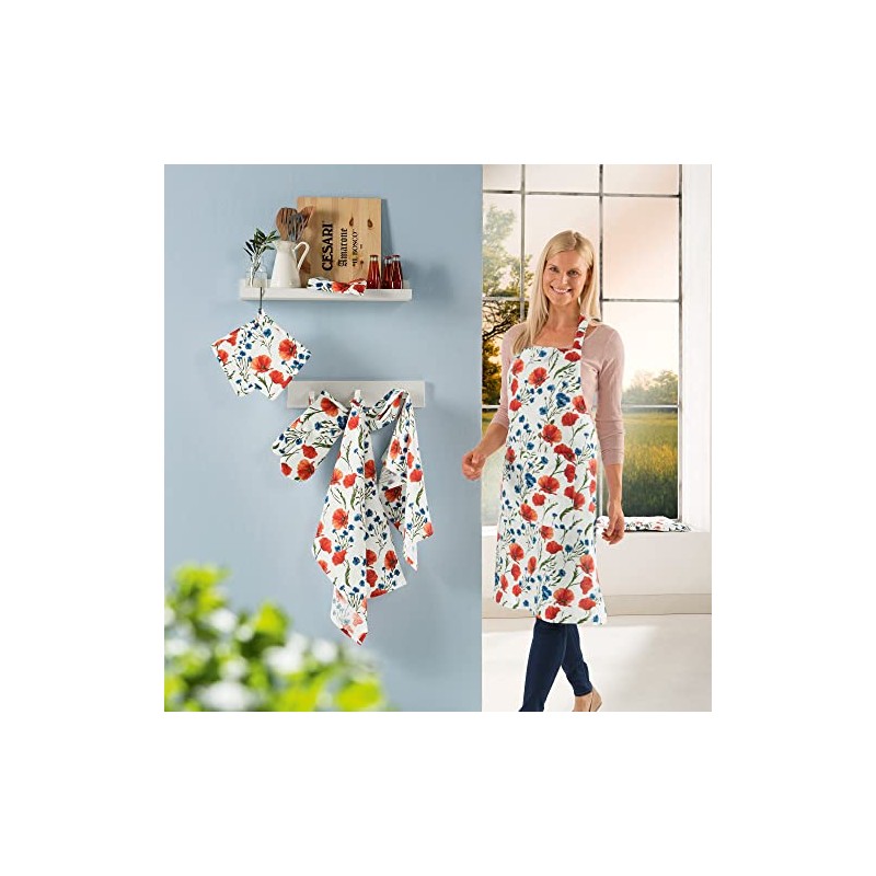 REDBEST Apron, cooking apron, poppy, 100% cotton, size 75 x