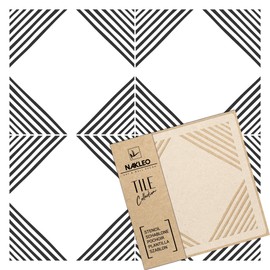 NAKLEO Maior Tile Stencil for Painting, 20 x 20 cm, Geometric Hand-Painted Square, Modern, Plastic Reusable Floor Stencil, DIY, Wooden Furniture Wall Decoration, Terracotta