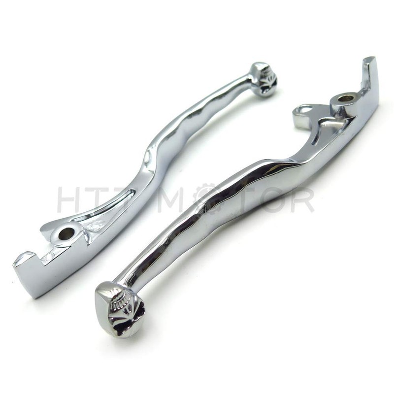 HTTMT MT241-010- Chrome Brake Clutch Skull Hand Levers Compatible with