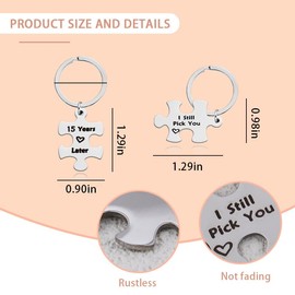 15th Anniversary Keychain Gifts for Couple Gifts for Him and Her Romantic 15th Wedding Anniversary Keychain for Husband and Wife 15 Year Anniversary Present for Couple Matching Pluzze Keychains for 2