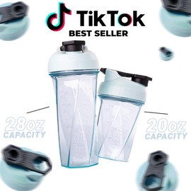 Helimix Monochrome Series Shaker Bottles - No Whisks No Screens No Clumps - Mix your Preworkout and Protein with the most efficient and simple shaker cup on the market - Helimix:_Glacier_20oz