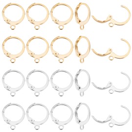 UNICRAFTALE 60 Pieces 2 Colours Lever Earrings DIY Stainless Steel Leverback Earrings Accessories Hoop Earring with Loop French Ear Hooks for Christmas Day Earrings DIY Jewellery Making 12.5 mm Wide