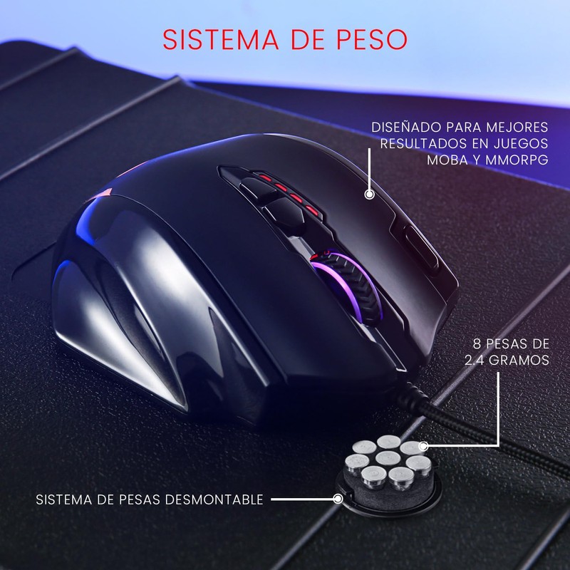 Redragon M908 12400 dpi Impact MMO Mouse para Juegos con