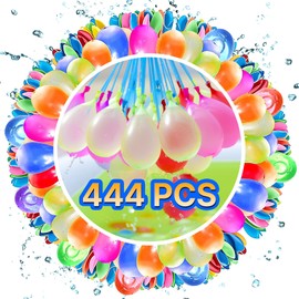 KNJOMZIE 444 Stück Wasserbomben Selbstschließend Wiederverwendbar, Wasserballons Bunt Set mit 4 Wasserhahn Anschluss, 60 Sekunden Schnellfüller, Magnetische Wasserbomben für Kinder Poolparty Outdoor