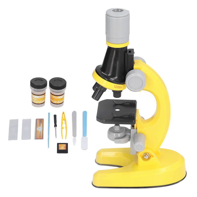 Kids Microscope Kit LED 1200X Microscope with Specimen Slides Science