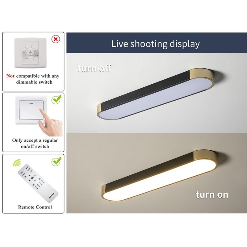 Tioolo Dimmable LED Ceiling Light with Remote 42W Kitchen Lighting