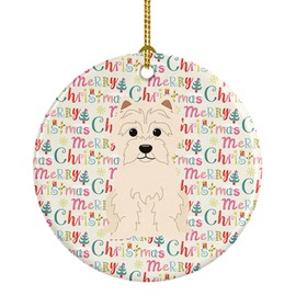Caroline's Treasures WDK1585CO1 Merry Christmas Westie Ceramic Ornament, 3 in, Multicolor