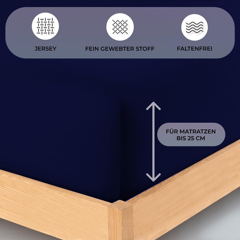 Buymax® Fitted Sheet, 140 x 200 cm, 100% Jersey Cotton,