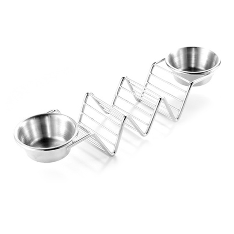Taco Stand Stainless Steel 3 Grid V Shaped Glossy Taco