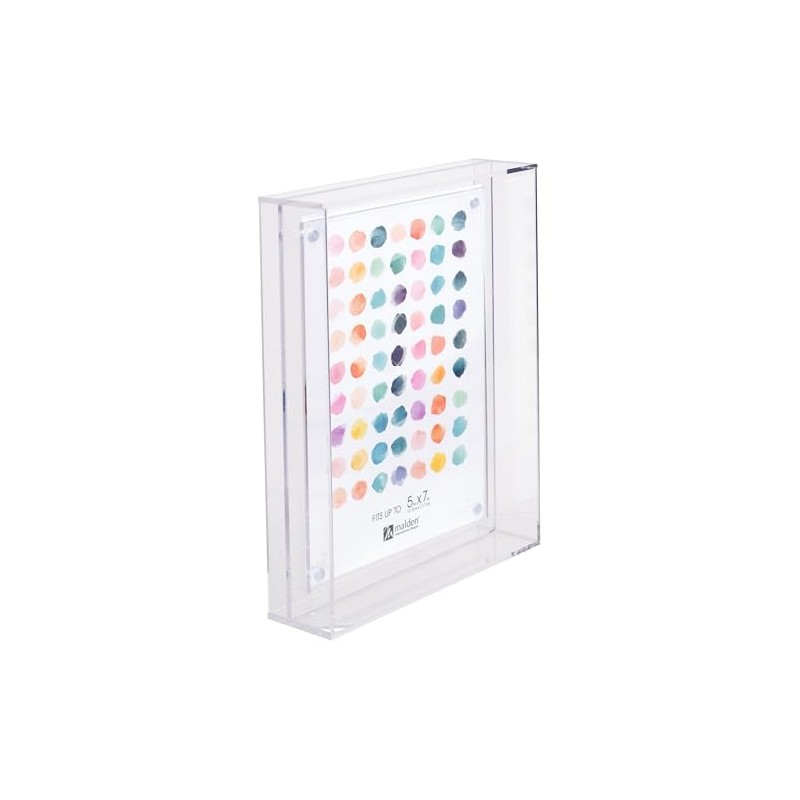 Malden International Designs 5x7 Clear Acrylic Magnetic Shadowbox Picture Frame