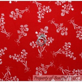 RJR Fabrics BonEful Fabric FQ Cotton Quilt White Red VTG Xmas Flower Girl Bow Small Calico S