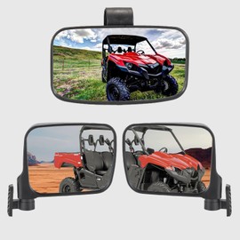 Side Mirrors and Center Rear View Mirror Kit for Yamaha Viking/Viking VI, A & UTV PRO Convex Clear Mirrors and Adjustable Folding Side Mirrors for Yamaha Viking 2013-2023,Viking VI 2015-2023