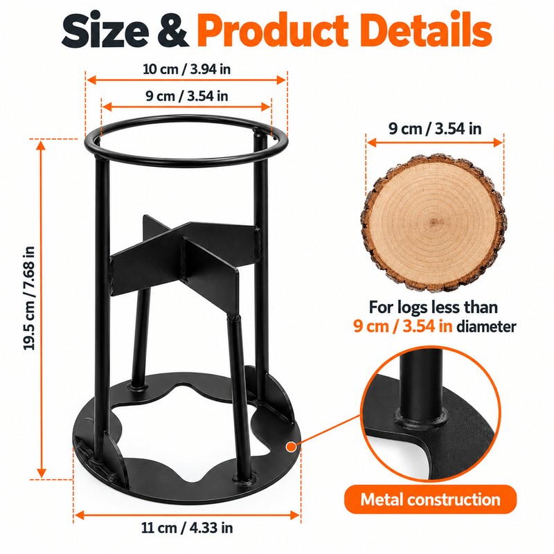 Iron Firewood Splitting Wedge for Home Wood Prep – Portable