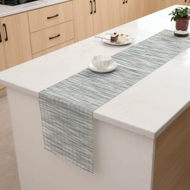 Miorkly Modern Table Runner, 150 x 30 cm, Washable Tablecloth Place Mat, PVC Bamboo, Simple and Natural Style, Table Linen, Placemat, Non-Slip, Heat Resistant, Indoor Place Mat, Table Decoration