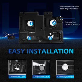 LEDKINGDOMUS Headlight Assembly with LED DRL, DOT-certified, Compatible with 1990-2000 Chevy GMC C/K Series 1500 2500 3500 Suburban Tahoe Blazer Yukon Headlamp Replacement, Black Housing