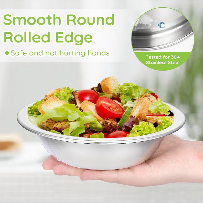 Offiper 304(18/8) Stainless Steel Mixing Bowls for Kitchen, 4 Pack