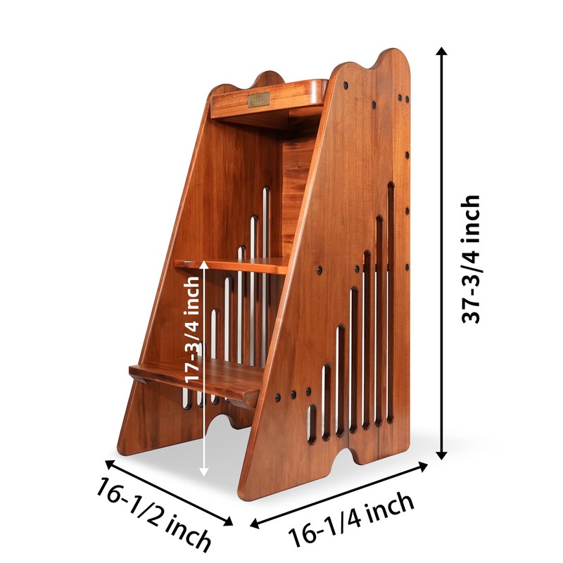 CONSDAN Toddler Tower, USA Grown Solid Hardwood, Kitchen Step Stool