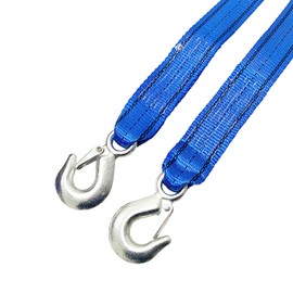 HFS(R) Heavy-Duty Tow Strap with Hooks | 10,000-Pound Capacity | Woven Polyester Webbing | HD Truck Recovery, ATV Towing, Vehicle Rescue | Reliable Tow Rope Versatile Applications (2inch X 20FT Blue)