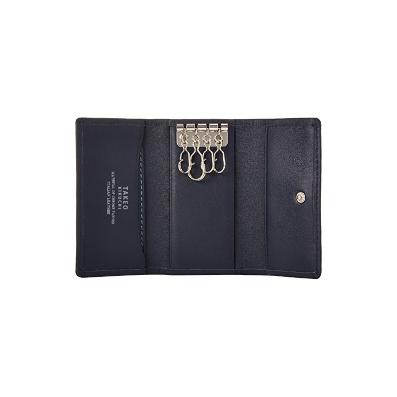 Takeokikuchi Men's Trifold Key Case, 4 Row Morbido Series, navy