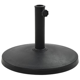 vidaXL Round Polyresin Parasol Base – Black, Weather-Resistant, Adaptable to Multiple Pole Diameters, 22lb Weight for Stability, Locking Bolt for Secure Placement