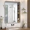 CHARMOR 24x32 Inch Brushed Nickel Bathroom Mirror, Rounded Rectangle Silver