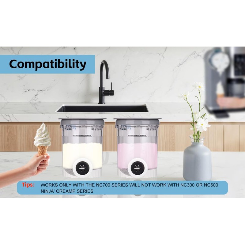 ZYROA 2-Pack Pints and Lids for Ninja CREAMi NC700 Series