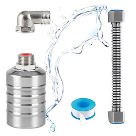 Válvula flotante automática para control del nivel de agua, estructura de acero inoxidable con manguera flexible de 30 cm, adecuada para tanques de almacenamiento de agua, torres de agua y depósitos