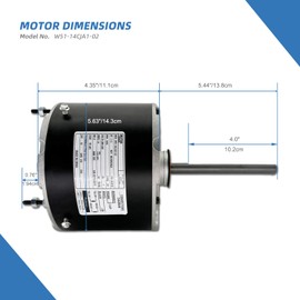 W51-14CJA1-02 Condenser Fan Motor 1/4 HP 208-230V 1075RPM Replaces FSE1026SV1 WG840728 D7909 D909 51-23054-11 Reversible Rotation 1.4A 48 Frame with 10uf Capacitor